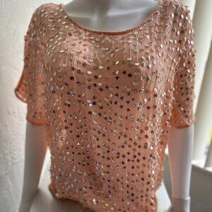 Peach Sparkle Sexy Top - Vintage Size Large